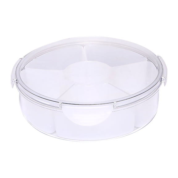 FXMLRLK Veggie Tray With Lid for Fridge Organizer Bins Divided Snackle Box Container with 6 Compartments for Party Serving Platter, Fruit Tray with dip, Snack Storage, Reusable Meal Prep.(Clear)