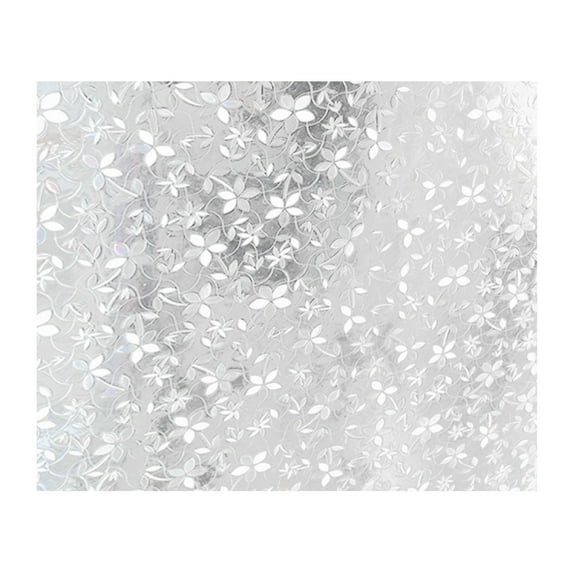FXMLRLK Window Privacy Film Decorative Frosted Glass Window Film, Sun Blocking Stained Glass Clings, Static Cling Removable Stickers for Home Door Coverings, Floewr Pattern 17.7" x 39.37",Clear