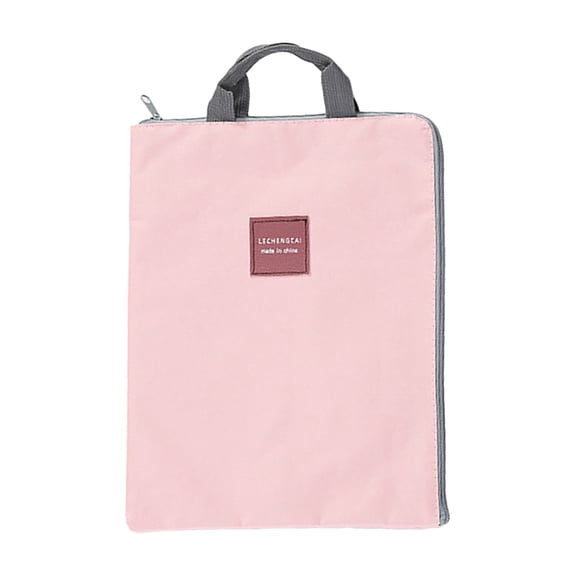 FXMLRLK Zipper Pouch with Handle, A4 Foldable Lightweight Waterproof Oxford Document Storage Bag, File Organizer for Office Travel Books Papers Filing Folder – 1 Pack (Pink)