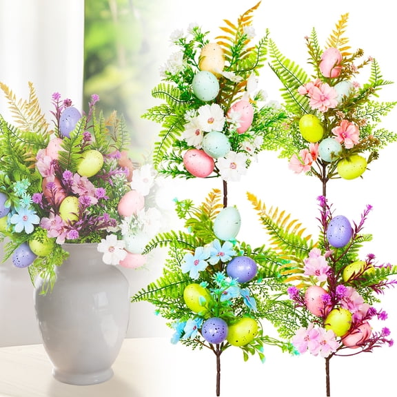 FXMLRLKArtificial Easter Flower, 5 Pcs Easter Colorful Egg Flowers Decorations, Spring Flower Stems Egg Twig Branches, for Home Party Vase Flower Arrangement Centerpiece Decor