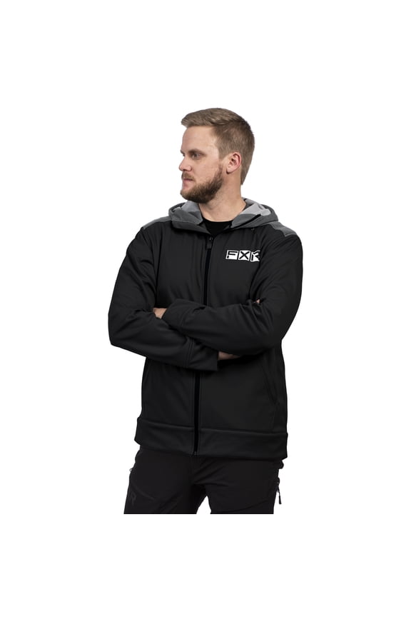 Black Charcoal Hydrogen Softshell Hoodie Breathable Fleece Interior Front - XX-Large 212000-1008-19