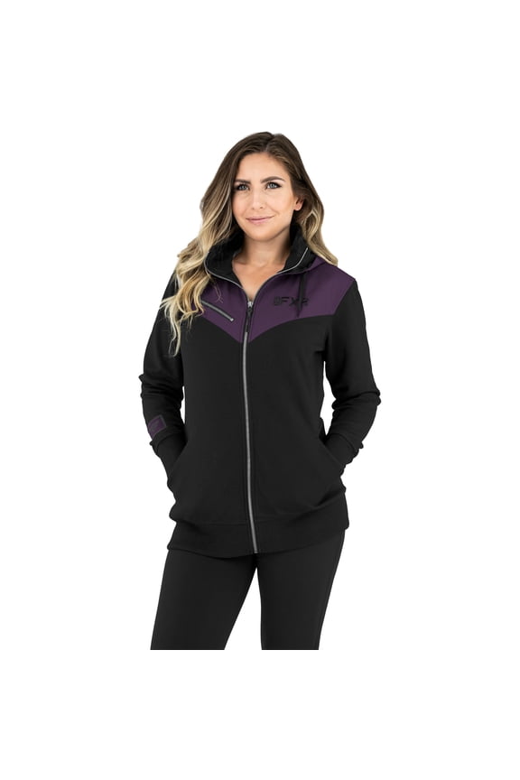 Black Plum Womens Task Hoodie Soft Warm Cotton Blend Zippered Pocket Hooded