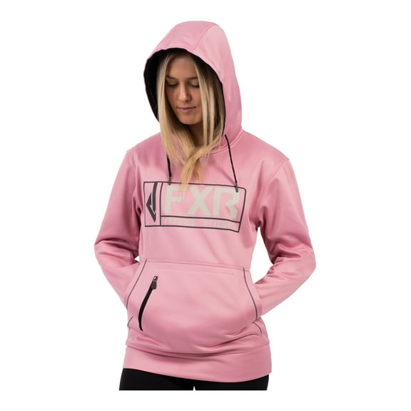 FXR  Dusty Rose Charcoal Unisex Cast Tech Pullover Hoodie Warm Fleece Adjustable - Large 212091-9808-13