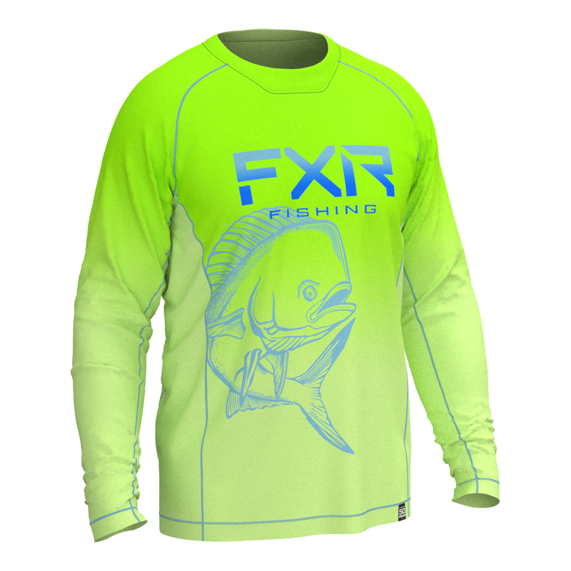 FXR Mens Big Treble UPF Long Sleeve Shirt Light 50+ Sunshield Lime Mahi