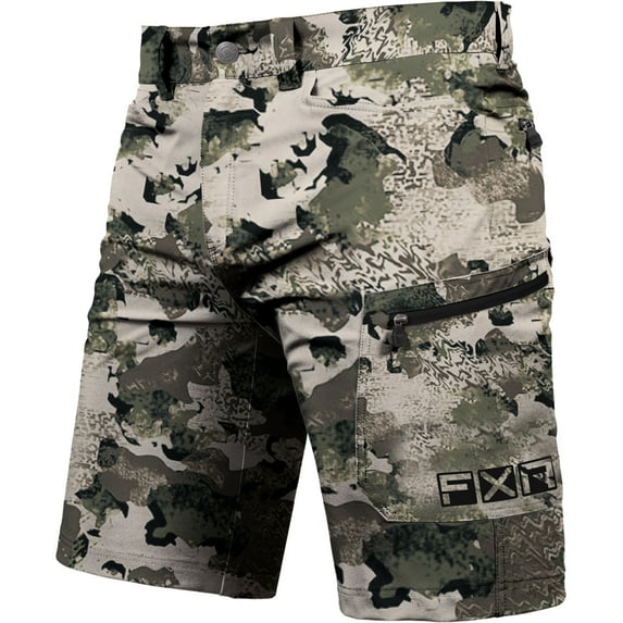 FXR Mens Camo Attack Shorts Side Zippered Phone Pocket Back Comfort Elastic - 32 222113-7600-32