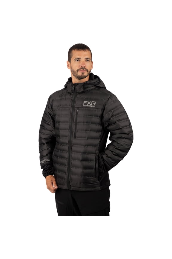 Mens Podium Hybrid Quilted Hoodie Full-Zip Synthetic Down Warm Black Ops - Large 221112-1010-13