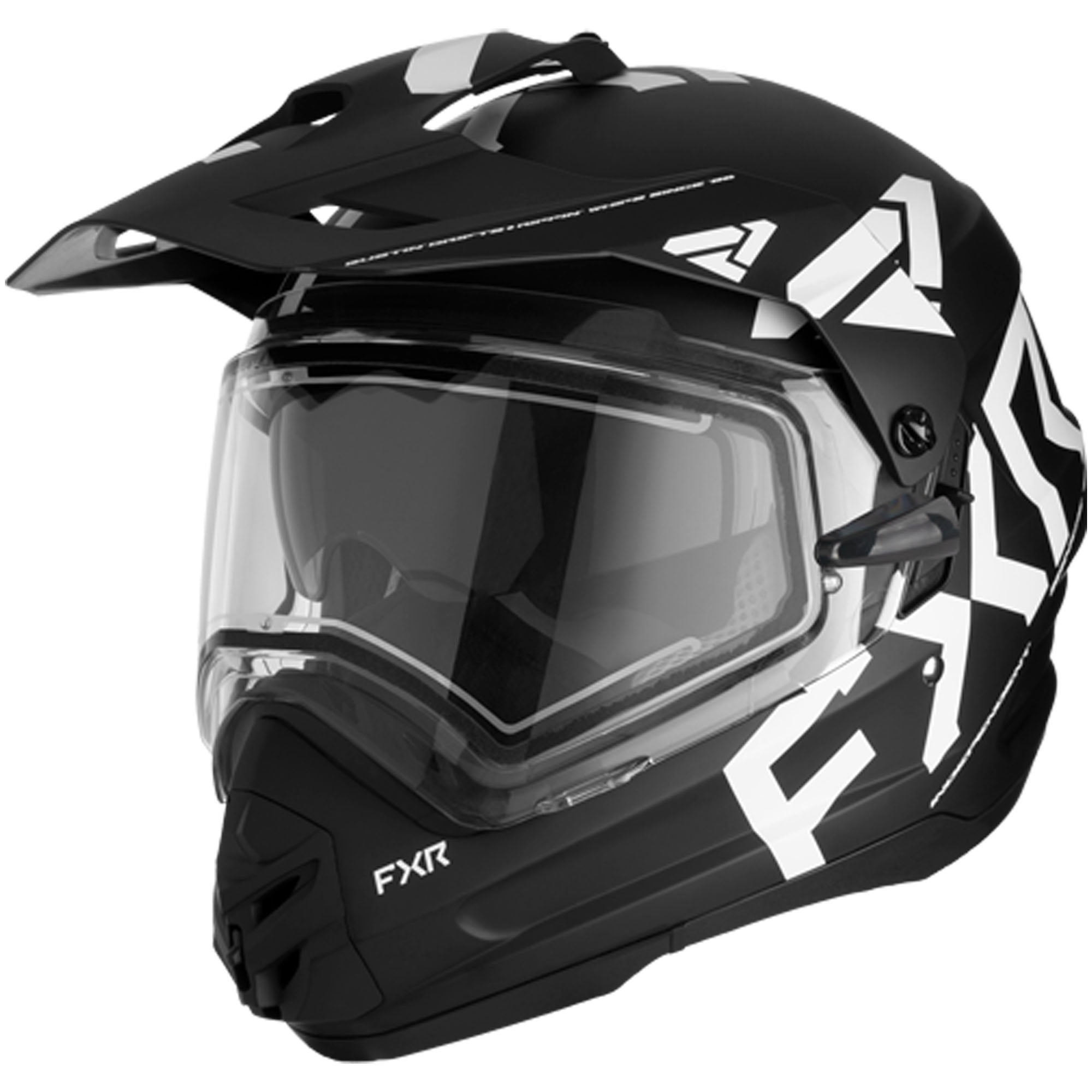 FXR Torque X Team Snowmobile Helmet Electric Shield Sun Shade QRS Black White XLarge 230635