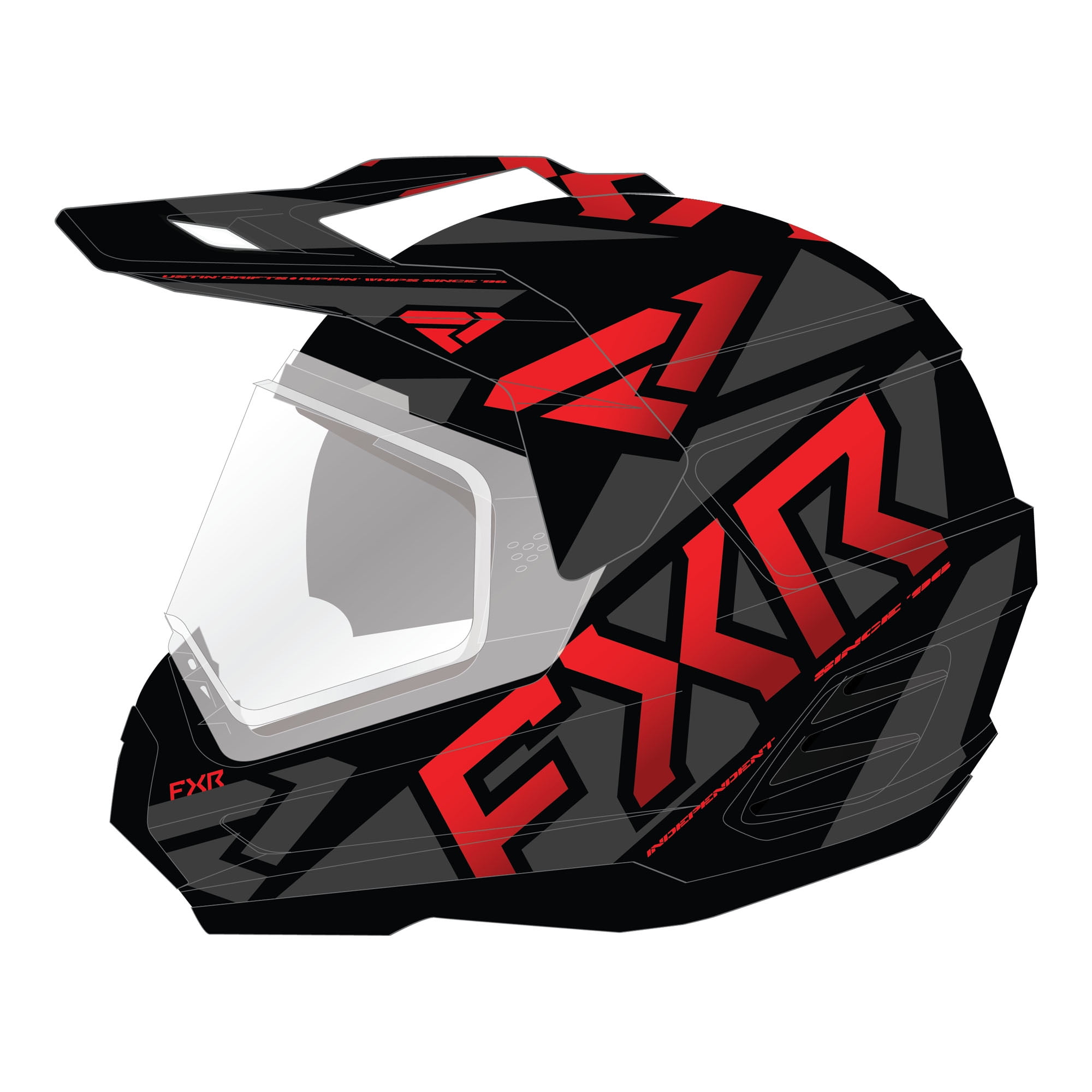 FXR Torque X Team Snowmobile Helmet Electric Shield Sun Shade QRS Black