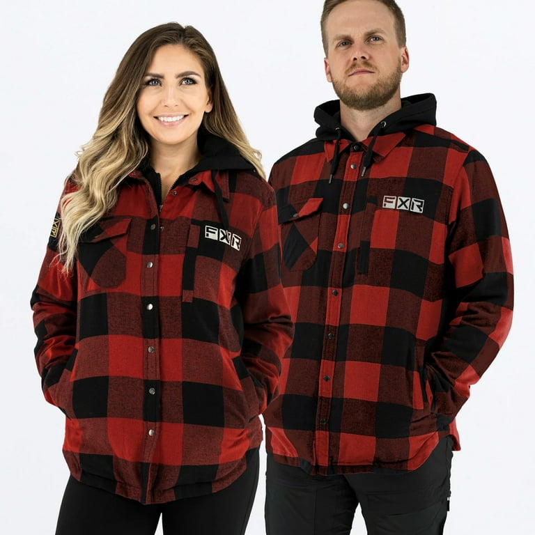 FXR Mens Timber Insulated Flannel Jacket Snap Front Fleece Hooded Rust Black XXX Large 231117 3710 22 Walmart