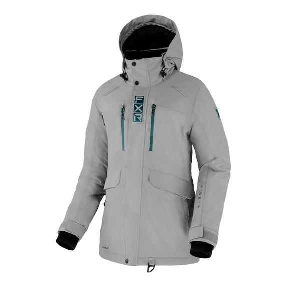 FXR Womens Aerial Snowmobile Jacket Insulated HydrX Pro Omni Stretch Grey Ocean - 12 220251-0548-12