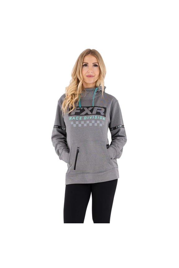 Womens Race Division Tech Pullover Hoodie Grey Heather/Mint 211213-0752-10