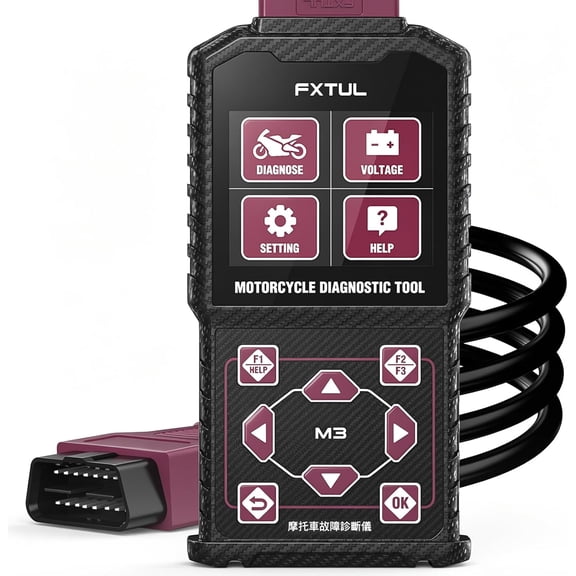 FXTUL M3A Motorcycle Diagnostic Tool Fit for Honda Yamaha Kawasaki, Full System OBD2 Scanner Code Reader