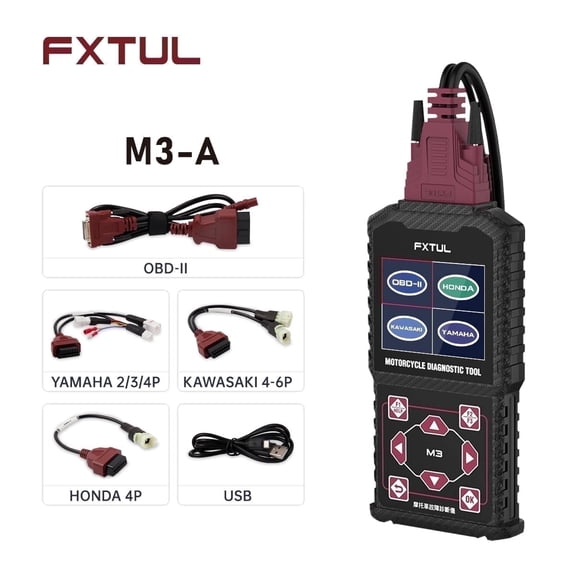 FXTUL M3 Motorcycle Diagnostic Tool OBD2 Fault Code Reader Scan Tool Compatible with Yamaha Kawasaki Honda