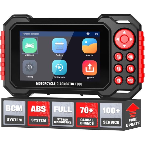 FXTUL M7 Motorcycle Diagnostic Scanner, Motorcycle OBDII Code Reader for BMW Harley Ducati Honda, ABS Bleed & Maintenance Reset, Auto VIN, 70+ Brands, Multilingual