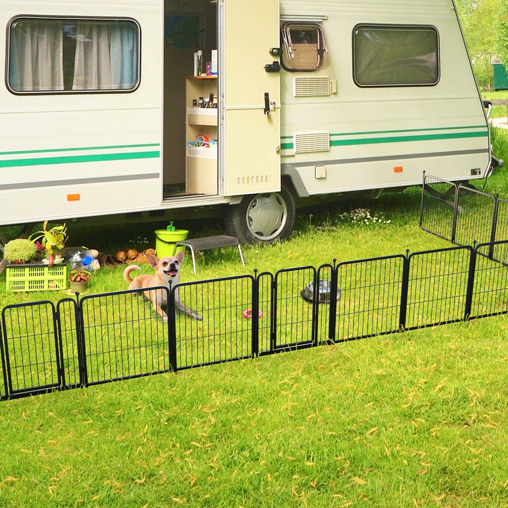 FXW Aster Dog Playpen Designed for Courtyard, RV Camping, 24" 16 Panels for Small Dogs, Black