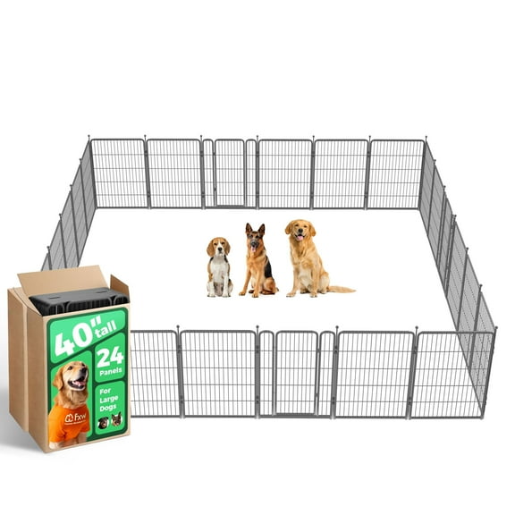 FXW Aster Dog Playpen Designed for Courtyard, RV Camping, 40" 24 Panels for Large Dogs, Silver