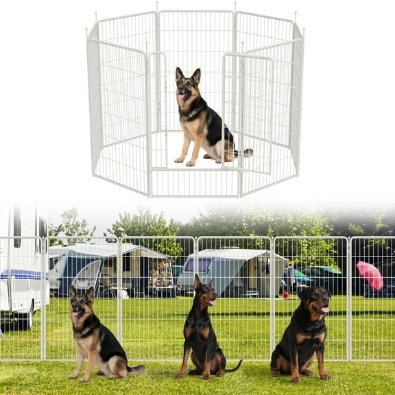 FXW Aster Dog Playpen Designed for Courtyard, RV Camping, 45" 8 Panels for Large Dogs, White