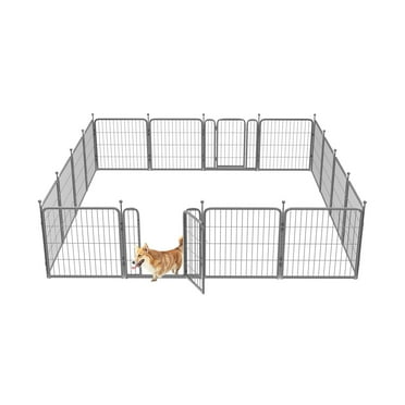 FXW Aster Dog Playpen Designed for Courtyard, RV Camping, 24'' 16 Panels for Small Dogs, Silver