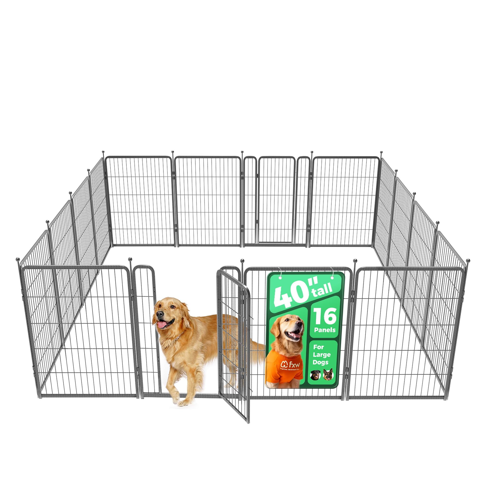 The Coupon deal of  Walmart Black Friday Deals 2025 FXW Aster Dog Playpen, 40'' 16 Panels, Silver, Portable for Outdoors and Camping, Durable and Safe
