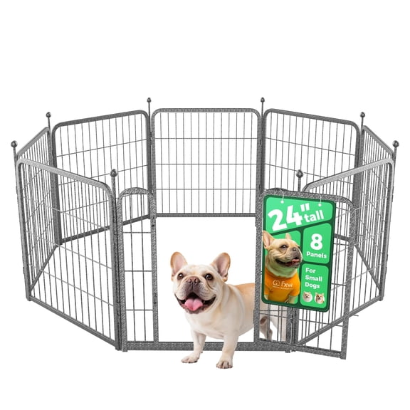 FXW Aster Dog Playpen Designed for Courtyard, RV Camping, 24" 8 Panels for Small Dogs, Silver