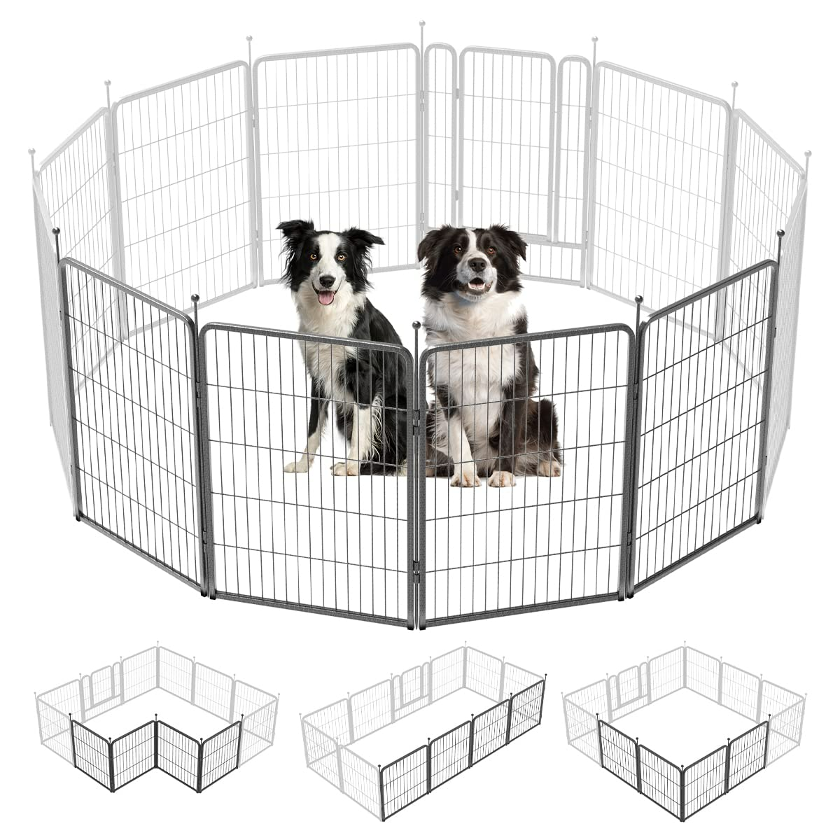 FXW Aster Silver Dog Playpen Outdoor, 8/16 Panels Dog Pen 24"/40