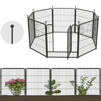 FXW Garden Fence 32in(H) x 18.0ft(L), 8 Panels Decorative Dog Fence Outdoor for The Yard – Heavy Duty Metal Animal Barrier for Dog and Rabbit, Easy Setup, Black