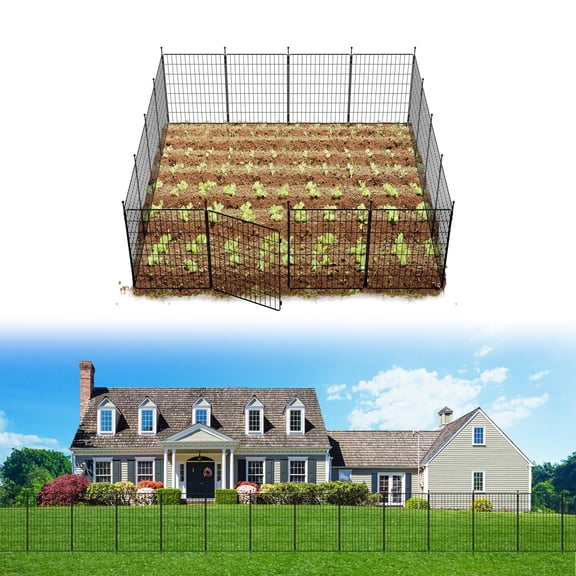 FXW Decorative Garden Fence for Yard - 32in(H) x 31.5ft(L) 16 Panels - Metal Fencing Panels - Animal Barrier Border for Dogs & Rabbits, Flower & Plant Edging