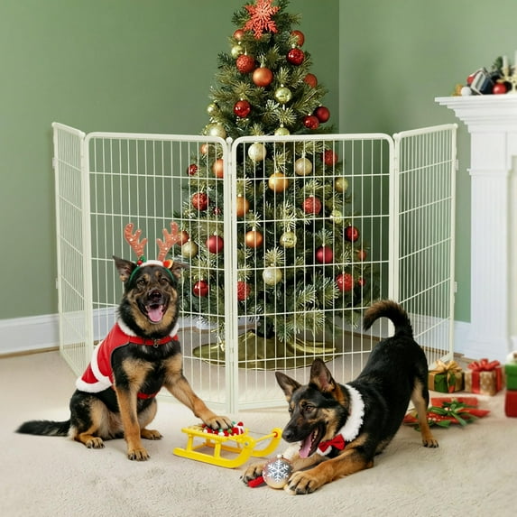 FXW Dog Gate Extra Wide Designed for Indoor Use, Adjustable Width Up to 111-inch Wide (45" H 4 Wire Panels for Large Dogs), White