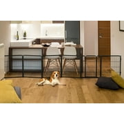 FXW Dog Gate Extra Wide Designed for Indoor Use, Adjustable Width Up to 92-inch Wide (24" H 4 Panels for Puppies and Small Dogs), Black