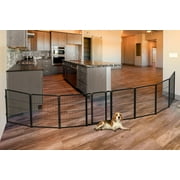 FXW Dog Gate Extra Wide Designed for Indoor Use, Adjustable Width Up to 92-inch Wide (24" H 4 Panels for Puppies and Small Dogs), Black