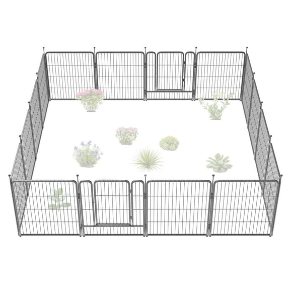 FXW Garden Fence 32in(H) x 36.0ft(L), 16 Panels Decorative Dog Fence Outdoor for The Yard – Heavy Duty Metal Animal Barrier for Dog and Rabbit, Easy Setup, Silver