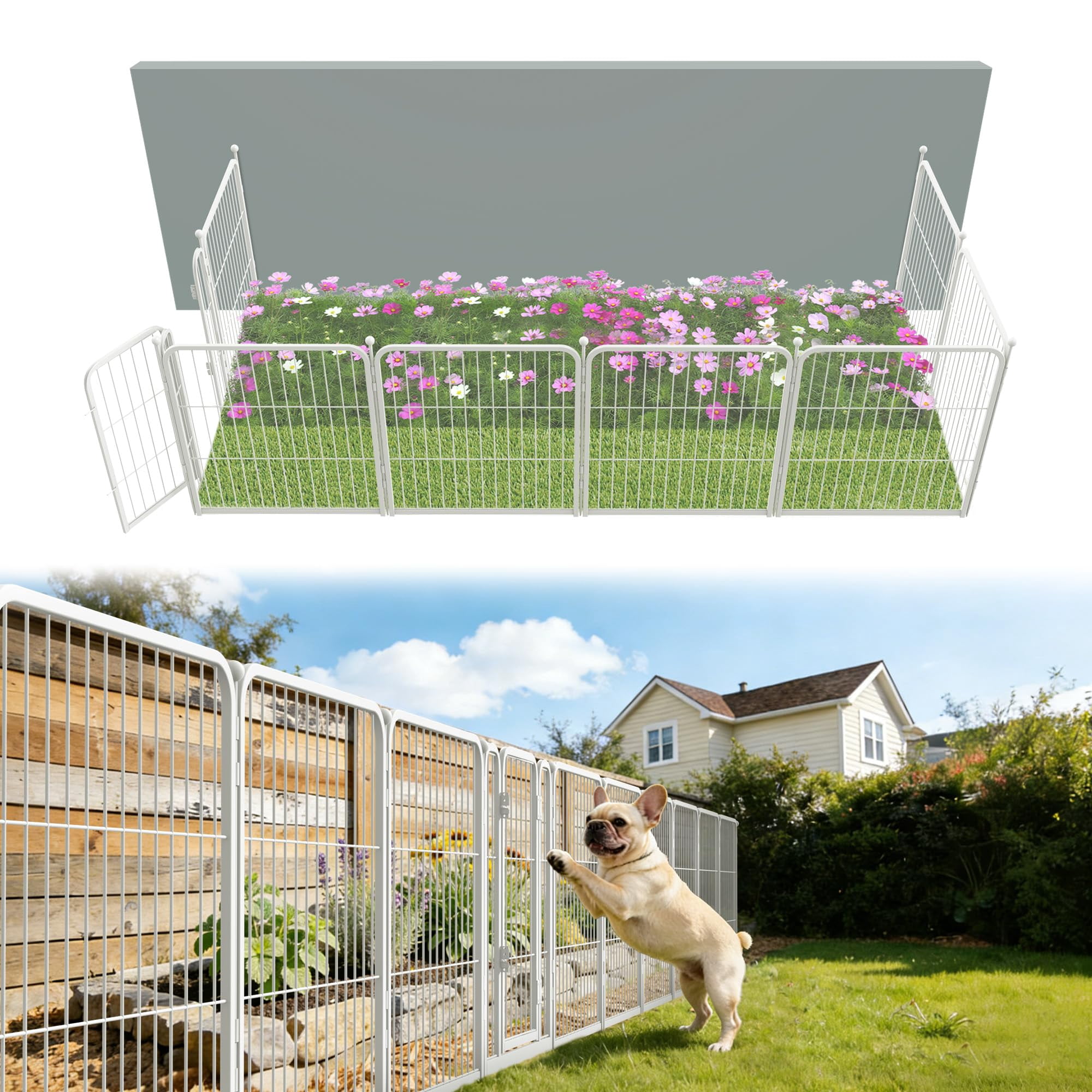 Diging Dog FXW Garden Fence Outdoor for the Yard – 24in(H) x 15.2ft(L) Heavy Duty ...