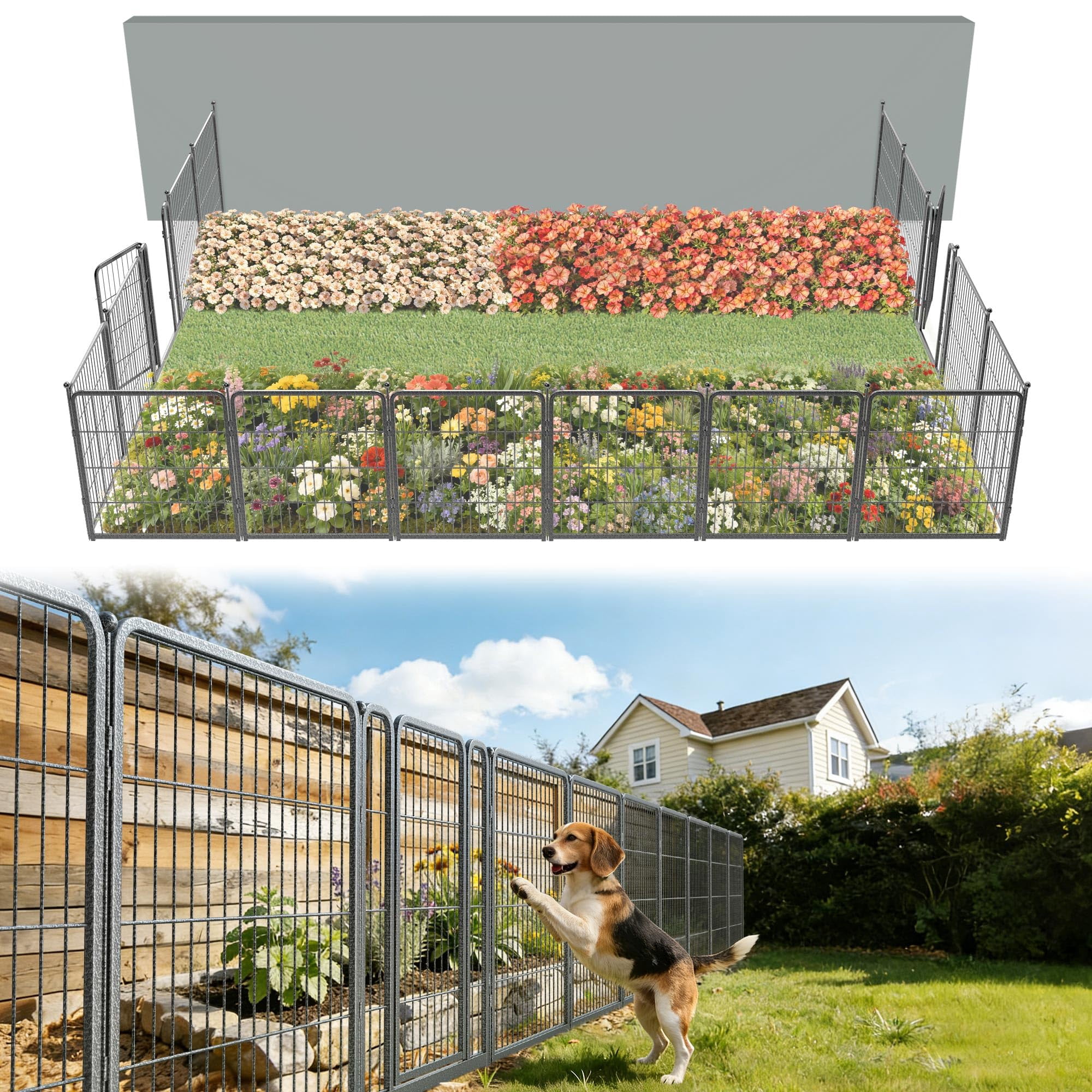 Diging Dog FXW Garden Fence Outdoor for the Yard – 32in(H) x 36.4ft(L) Heavy Duty ...