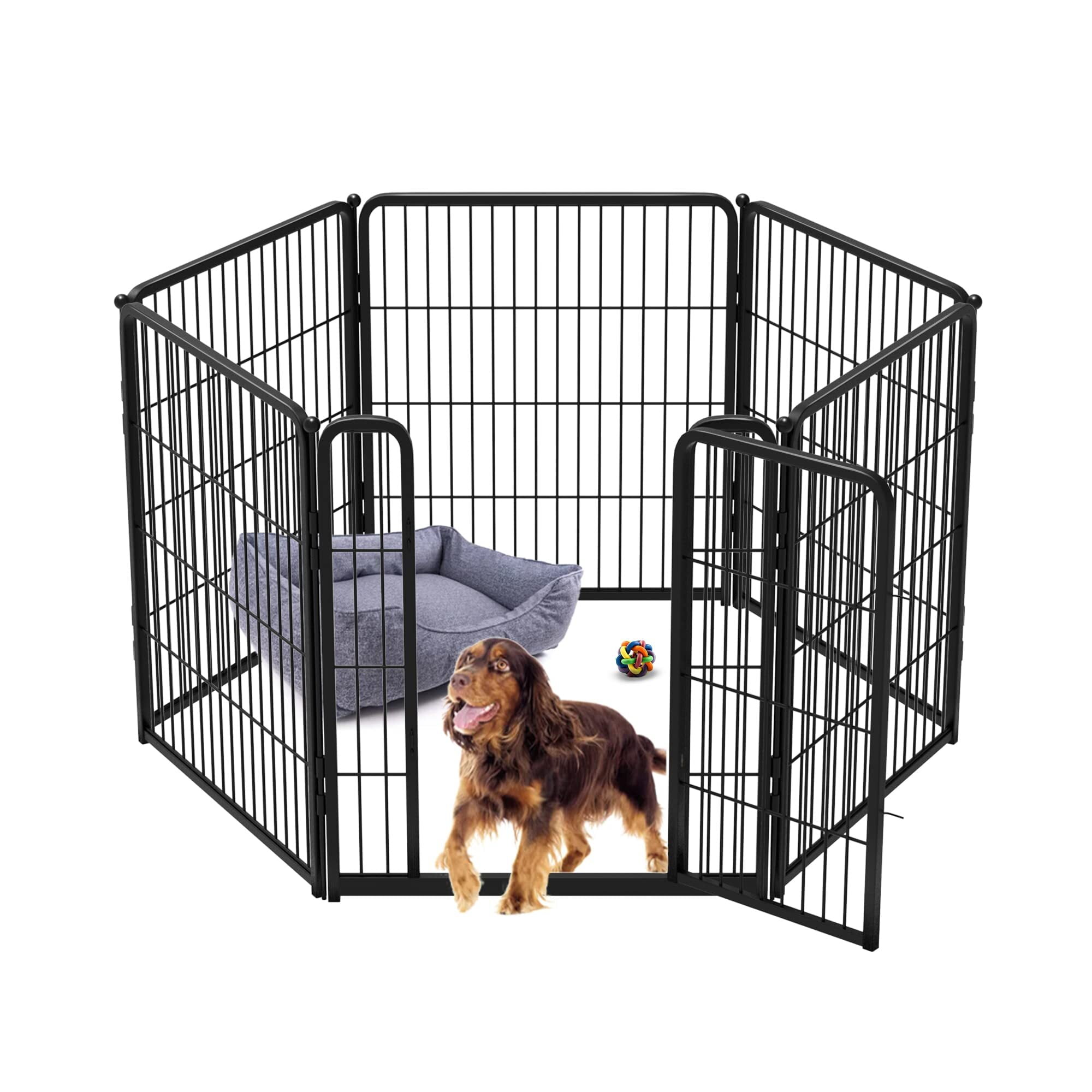 FXW Homeplus Indoor Dog Playpen Stress Free and Safe Play 32 Inch 6 Panels for Small and Medium Dogs Black Patented