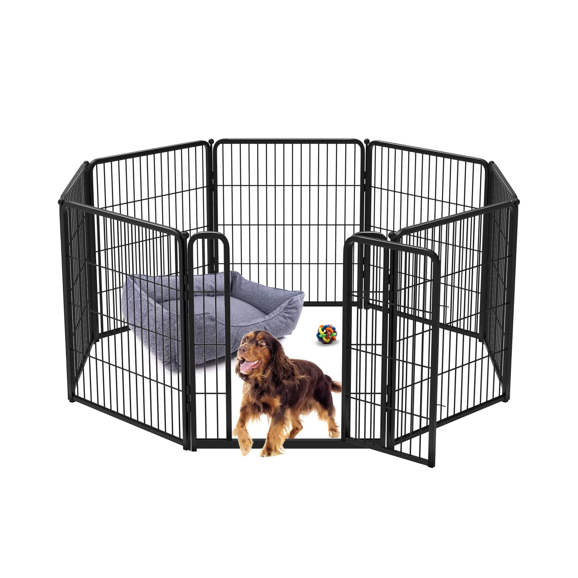 FXW Homeplus Indoor Dog Playpen Stress Free and Safe Play 32 Inch 8 Panels for Small and Medium Dogs Black Patented
