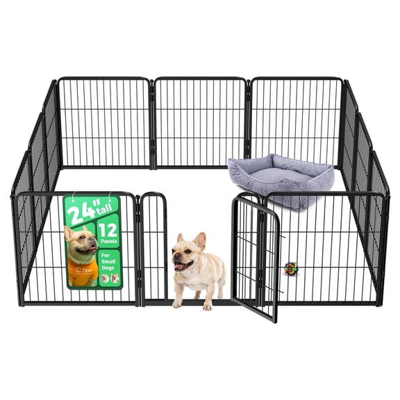 FXW Homeplus Unleashed Indoor Dog Playpen - Stress-Free and Safe Play, Heavy Duty 24 Inch 12 Panels Dog Pen for Puppy and Small Dogs, Black│Patented