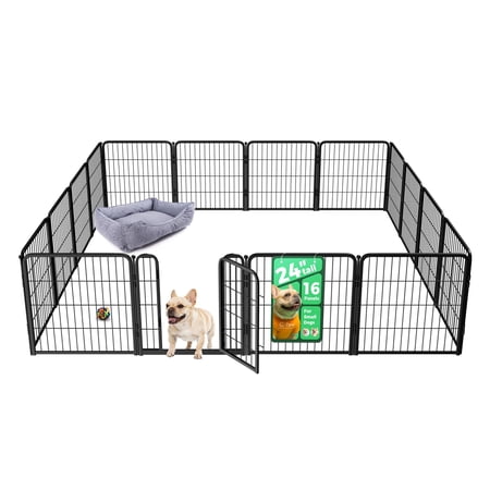FXW Homeplus Unleashed Indoor Dog Playpen - Stress-Free and Safe Play, Heavy Duty 24 Inch 16 Panels Dog Pen for Puppy and Small Dogs, Black¦Patented