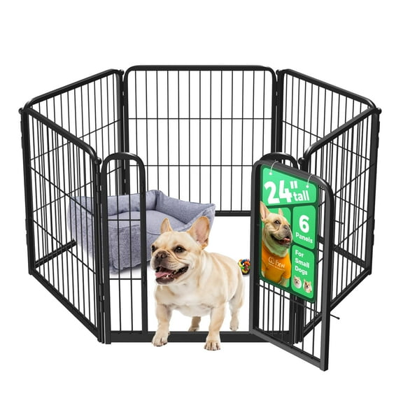 FXW Homeplus Unleashed Indoor Dog Playpen - Stress-Free and Safe Play, Heavy Duty 24 Inch 6 Panels Dog Pen for Puppy and Small Dogs, Black│Patented