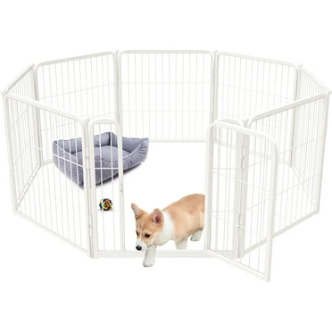 FXW Homeplus Indoor Dog Playpen - Stress-Free and Safe Play, 24 Inch 8 Panels for Puppy and Small Dogs, White│Patented