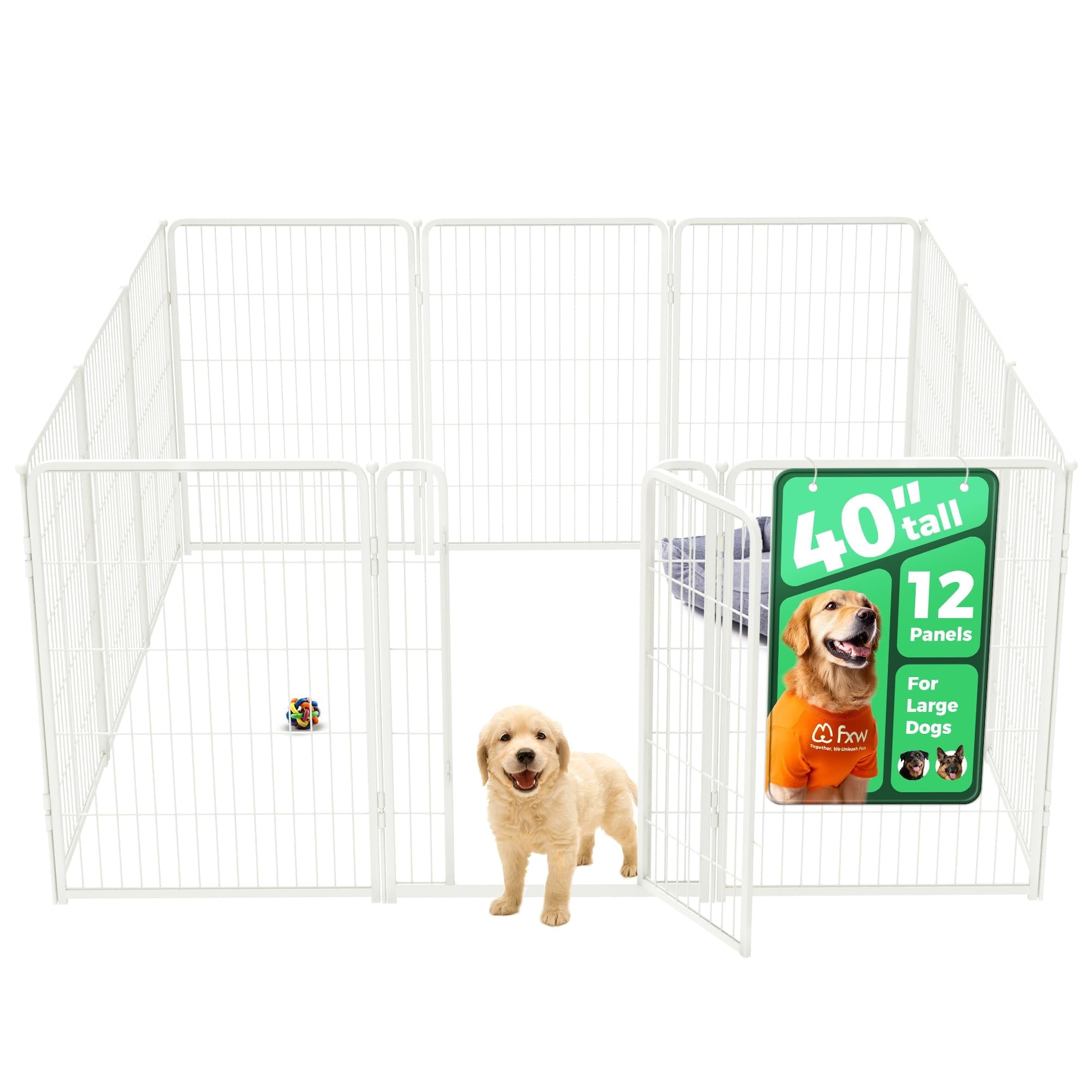 FXW Indoor Dog Playpen, 40 Inch 12 Panel, No-Threshold Entry