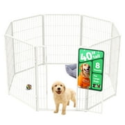 FXW Homeplus Unleashed Indoor Dog Playpen - Stress-Free and Safe Play, Heavy Duty 40 Inch 8 Panels Dog Pen for Medium and Large Dogs, White│Patented