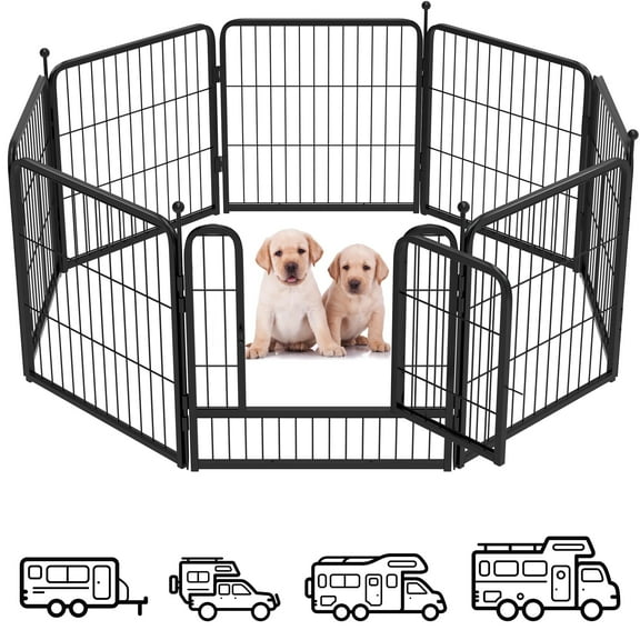FXW Instant Dog Playpen, Portable Pet Fence for Outdoor, RV Trips, and Camping, 24inch, 8 Panels for Puppy and Small Dogs│Patented
