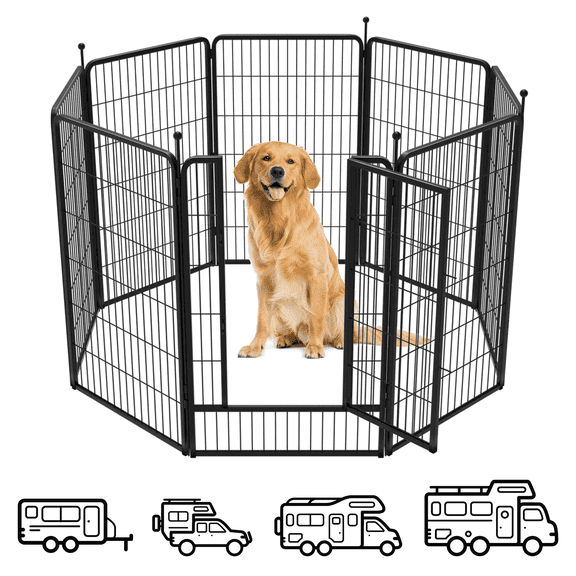 FXW Instant Dog Playpen, Portable Pet Fence for Outdoor, RV Trips, and Camping, 45inch, 8 Panels for Large Dogs│Patented