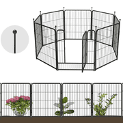 FXW Metal Garden Fence with Gate - 18ft x 32 inch High Durable Outdoor Wire Mesh Fencing for Yard, Lawn and Patio Borders, Easy No-Dig Installation for Flower Bed Protection