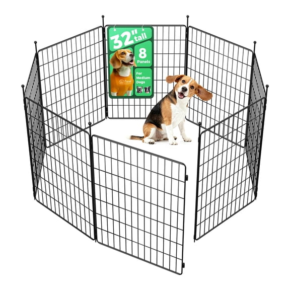 FXW MiniPaws Unleashed Dog Playpen for Yard & RV Camping, Expandable 32-inch 8 Panels for Small and Medium Dogs, Portable for Indoor and Outdoor Use