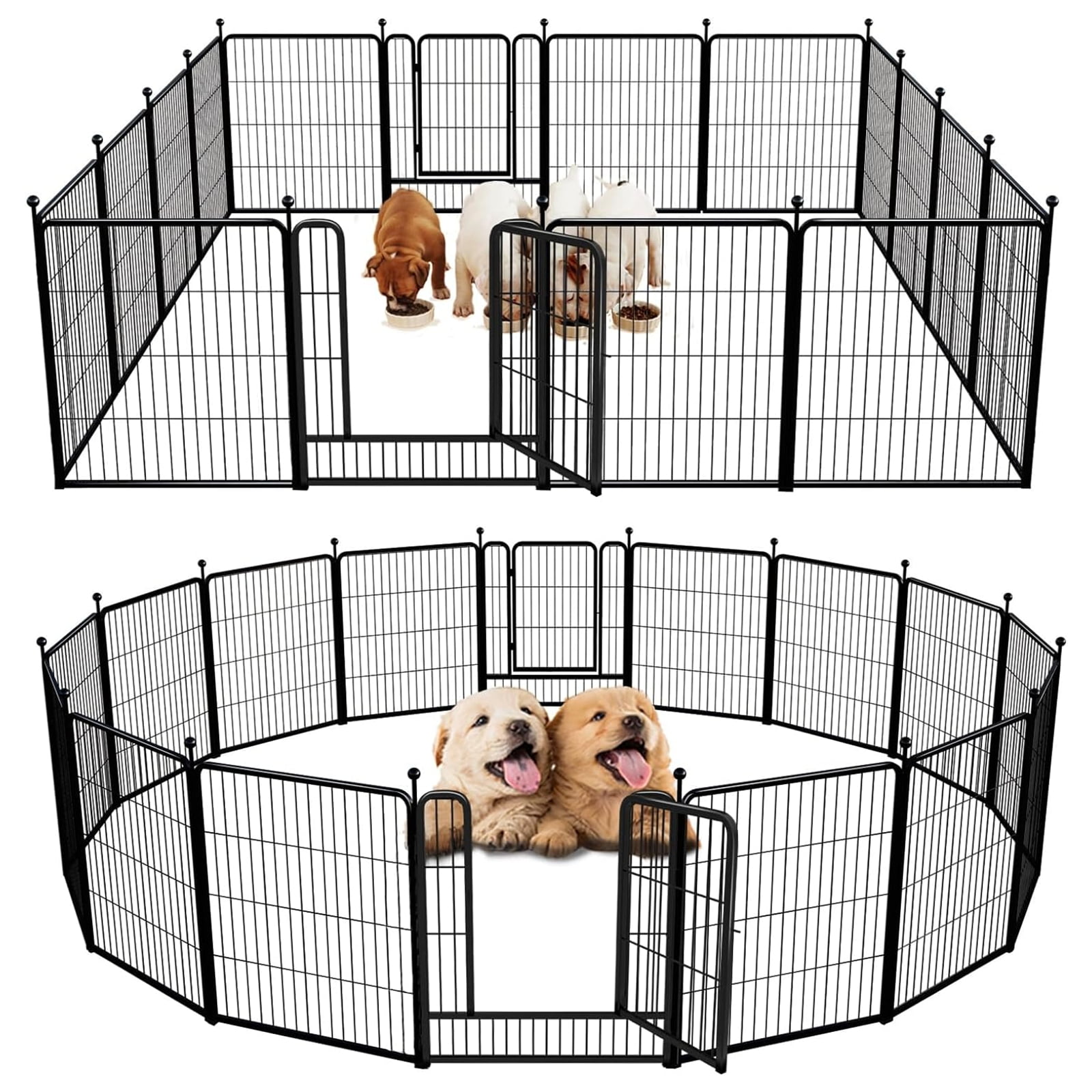 FXW Rollick Dog Playpen for Courtyard, RV Camping, 32'' 16 Panels for Medium Dogs