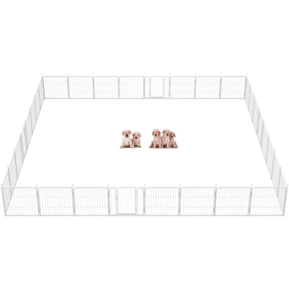 FXW Rollick Unleashed Dog Playpen for Indoor, Yard, RV Camping, 40 inch 48 Panels for Medium and Large Dogs, White│Patented