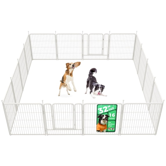 FXW Rollick Unleashed Dog Playpen for Indoor, Yard, RV Camping, 32 inch 16 Panels for Medium and Large Dogs, White│Patented