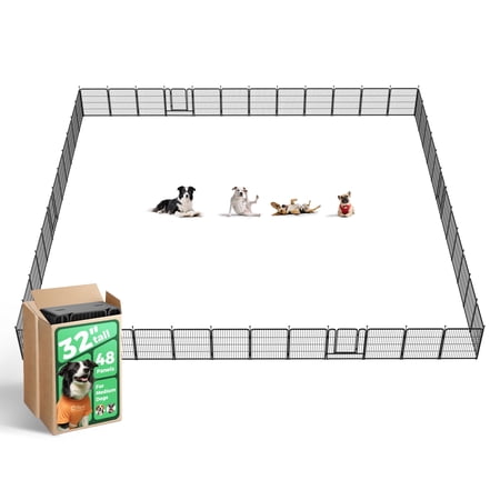 FXW Rollick Unleashed Dog Playpen for Indoor, Yard, RV Camping, 32 inch 48 Panels for Small and Medium Dogs, Black¦Patented