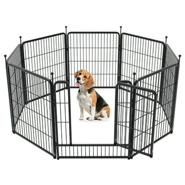 FXW Rollick Dog Playpen for Courtyard, RV Camping, 32'' 8 Panels for Medium Dogs, Black
